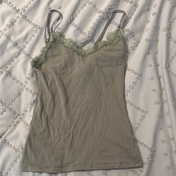 Elegant Lace Trim Green Cami Top - Picture 1 of 3